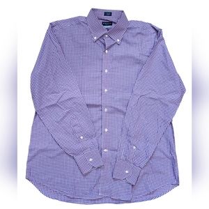 Peter Millar *Sz XL* Mens Long Sleeve Button Up Shirt Pink/Blue Check Cotton